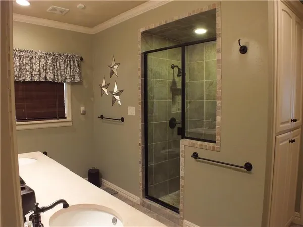 a bathroom with a shower