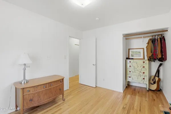 an empty room with closet