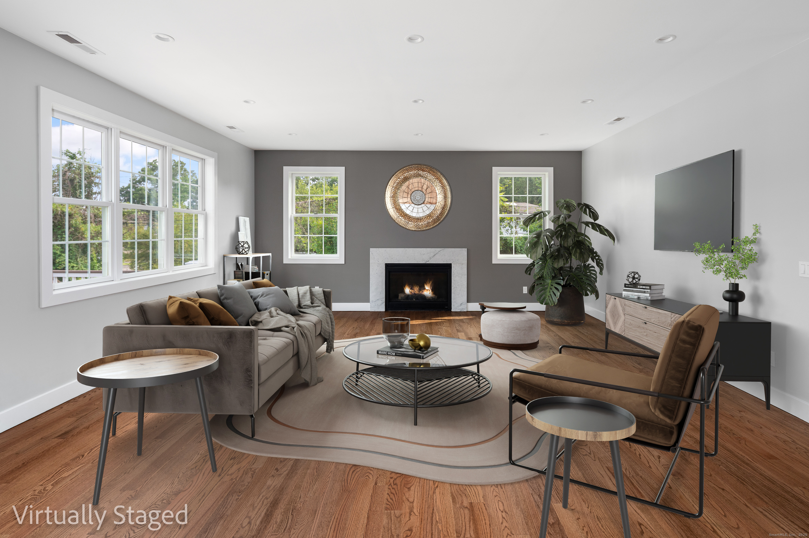 6 Walnut Ridge Court Stamford, CT 06905 - Photo 7 of 35 a living room with furniture a window and a fireplace