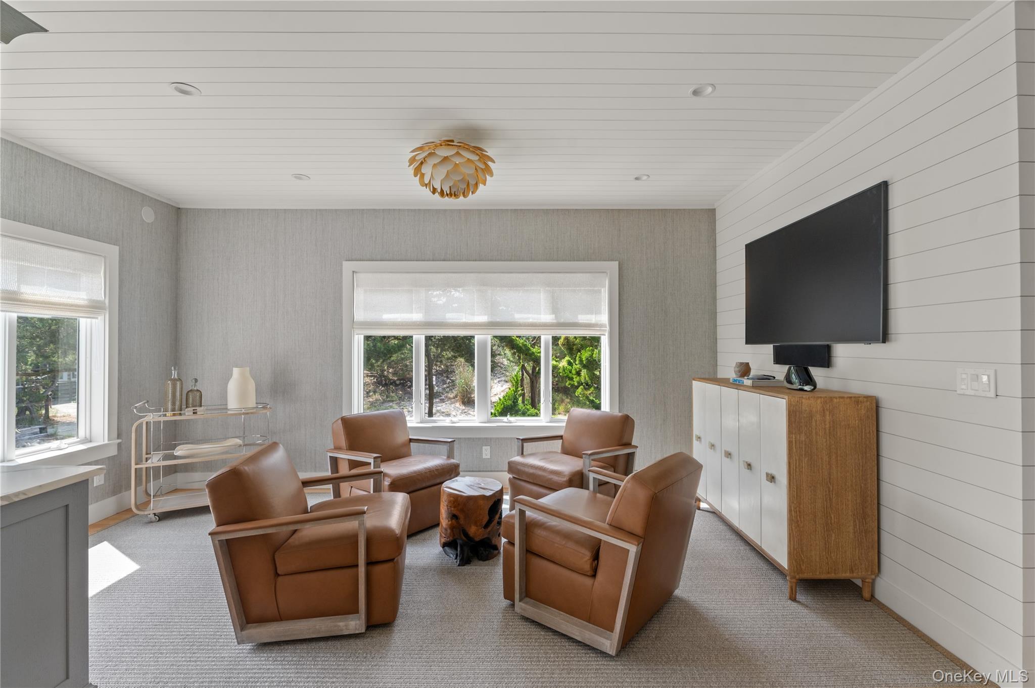 1005 Surf View Ocean Beach, NY 11770 - Photo 12 of 43 a living room with furniture and a flat screen tv