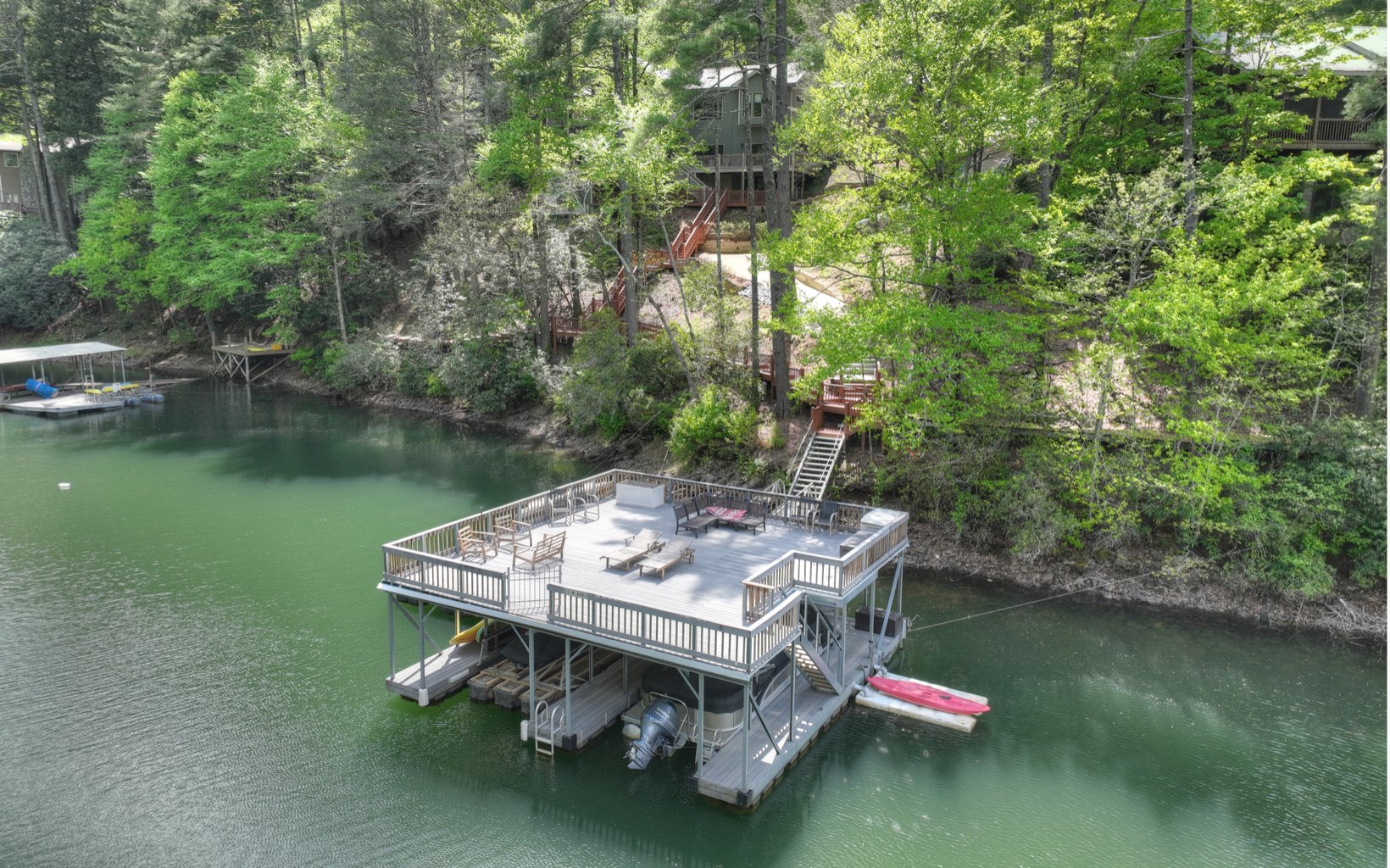 986 Shady Falls Road Blue Ridge, GA 30513 - Photo 1 of 68 an aerial view of a house with pool table and chairs