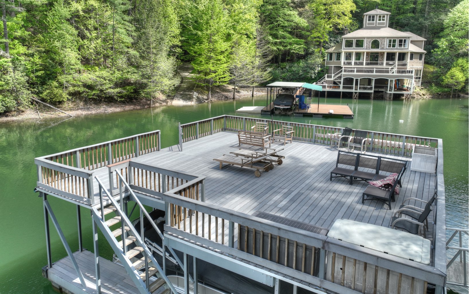 986 Shady Falls Road Blue Ridge, GA 30513 - Photo 67 of 68 a view of a roof deck with chair and wooden floor