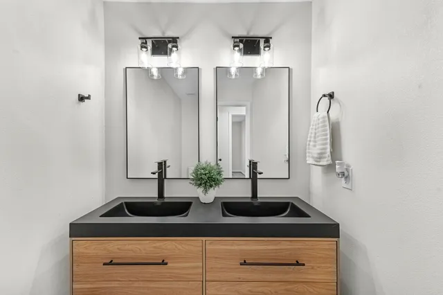 a sink with a mirror
