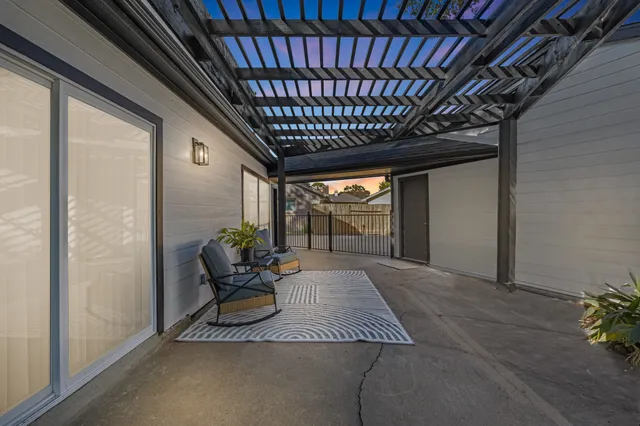 a view of porch with seating space