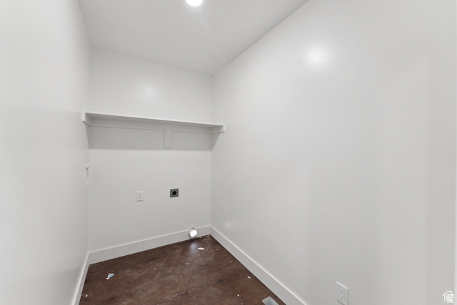 1619 North Angel Street West Layton, UT 84041 - Photo 5 of 32 Laundry room featuring electric dryer hookup and dark wood-type flooring