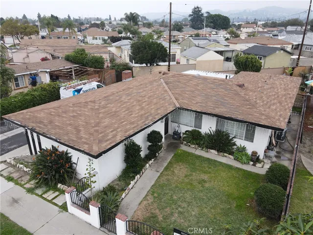 an aerial view of a house