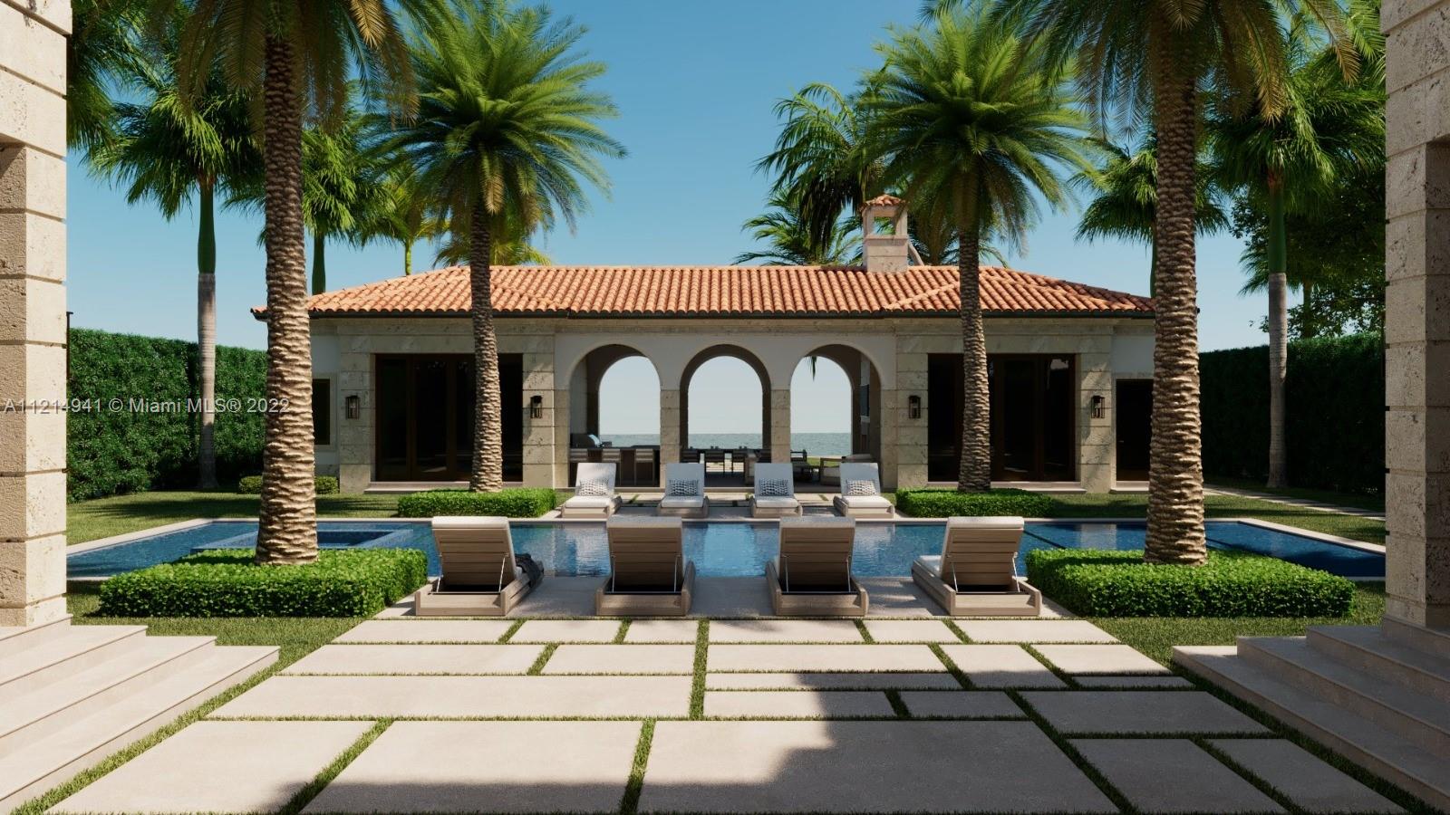 4525 Pine Tree Drive Miami Beach, FL 33140 - Photo 1 of 19 a view of a patio with table and chairs potted plants and palm tree