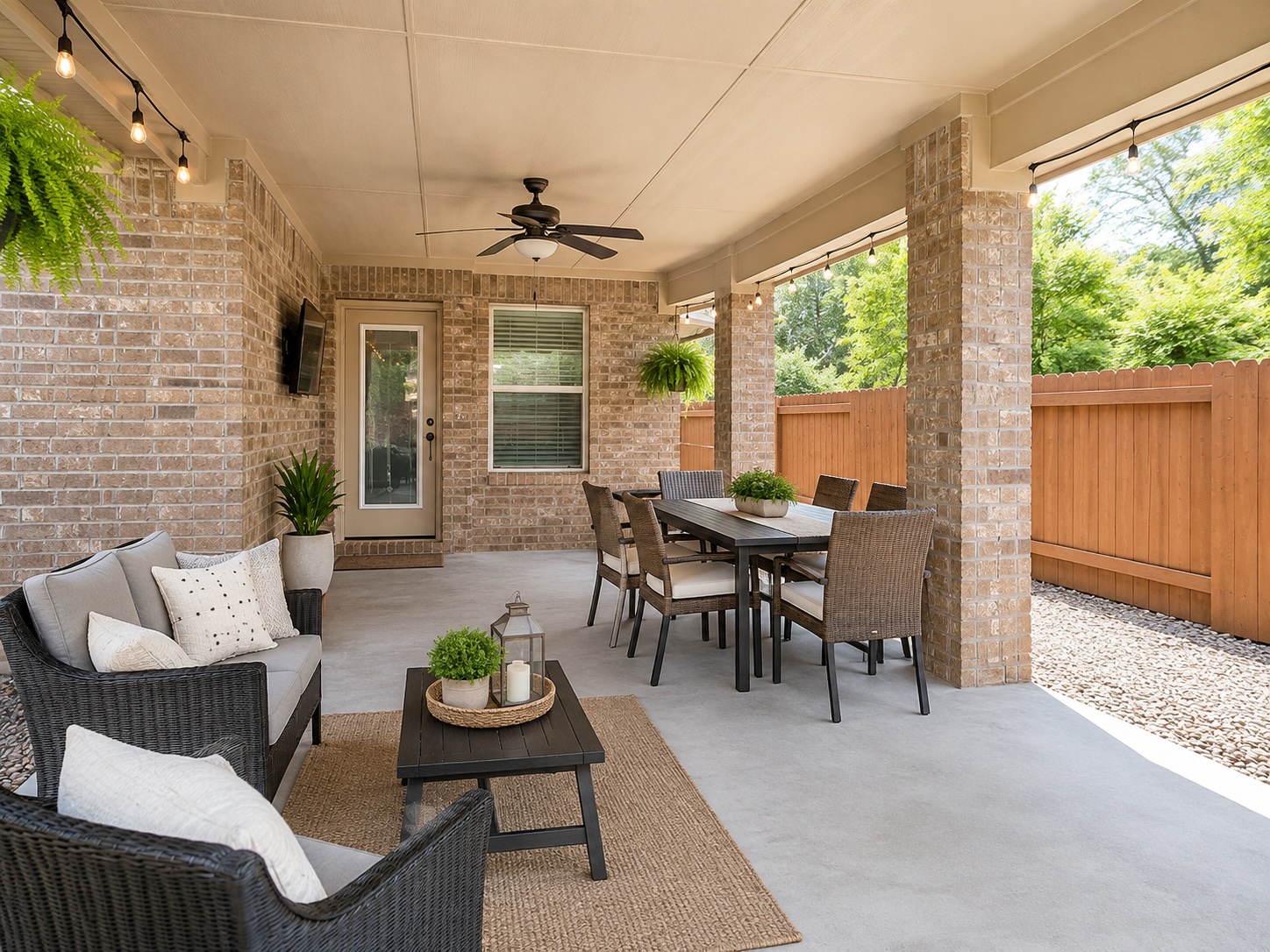 18512 Rio Chama Lane Austin, TX 78738 - Photo 19 of 20 An inviting covered patio features durable concrete flooring alongside classic brick columns.