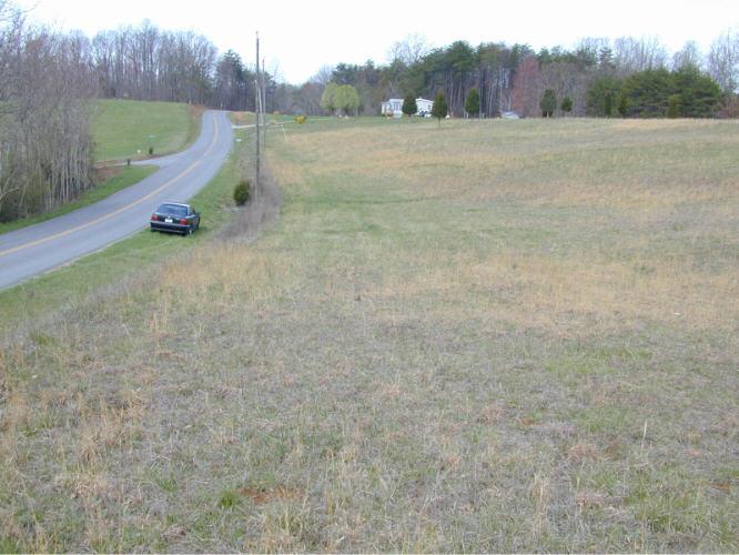 a view of a field with an trees