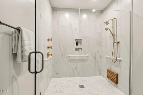 a view of a park with large trees