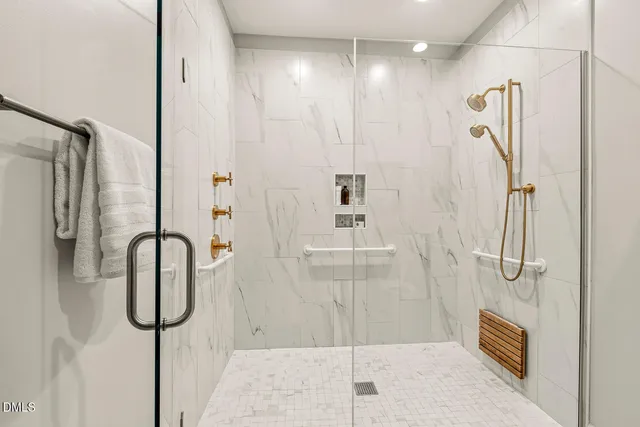 a view of a park with large trees