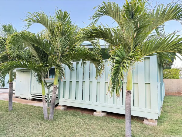 a view of a backyard with plants