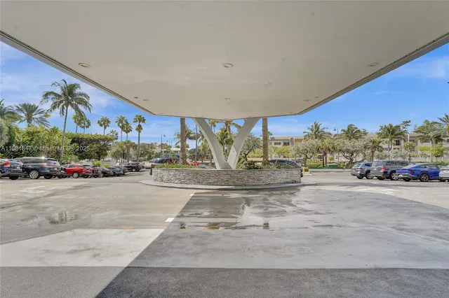 a view of a building with a street
