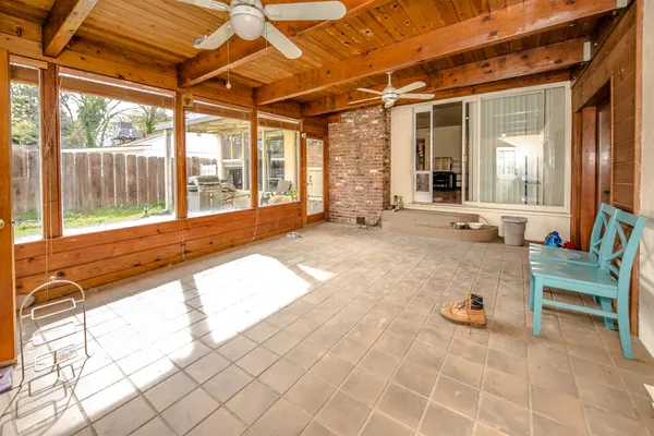 a room with a large window