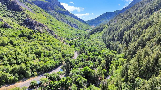 655 Ogden Canyon Road Ogden, UT 84401 - Photo 37 of 50 Mountain valley setting featuring dense evergreen forests and a winding road