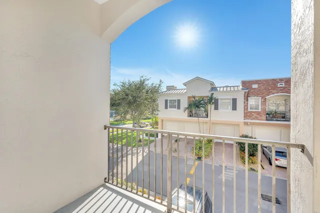 a view of a balcony with an outdoor space