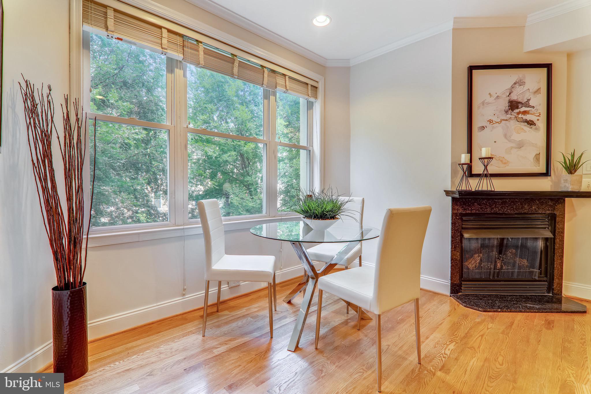 1438 Columbia Road Northwest, Unit 201 Washington, DC 20009 - Photo 13 of 27 Dining area open to living room/gas fireplace!
