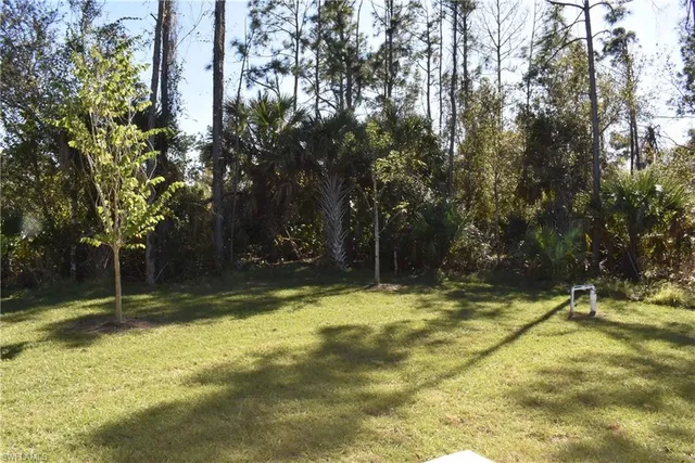 a backyard of a house with lots of green space