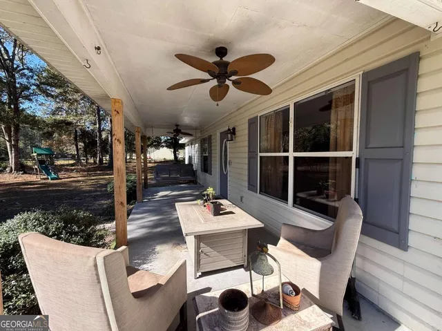 a outdoor space with furniture