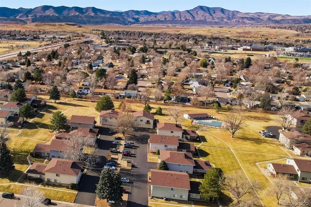 an aerial view of residential house and outdoor space