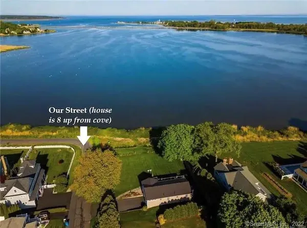 an aerial view of a house with a swimming pool