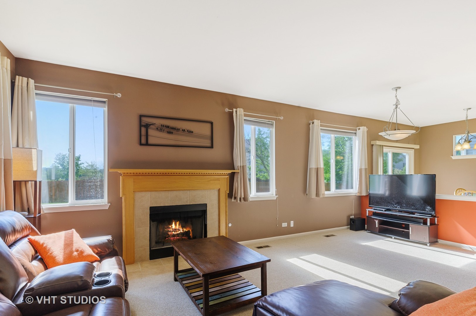 1858 South Fallbrook Drive Round Lake, IL 60073 - Photo 3 of 10 a living room with furniture a flat screen tv and a fireplace