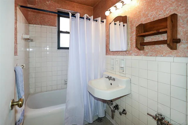 a bathroom with a sink and a shower