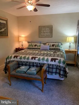 a bedroom with a bed and a dresser