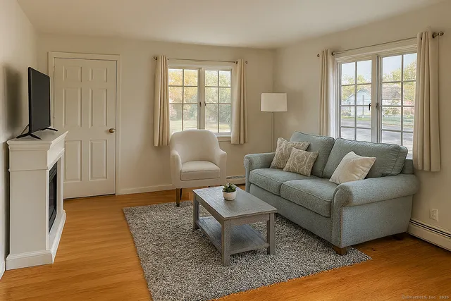 a living room with furniture and a flat screen tv