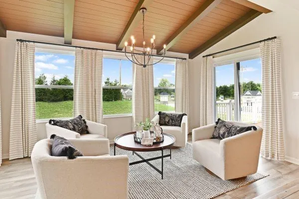 a living room with furniture