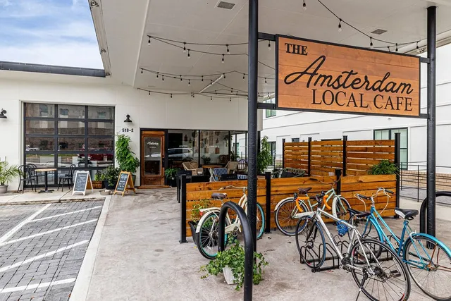 an outdoor space with a patio