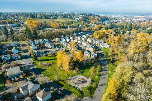 a view of a swimming pool with a patio