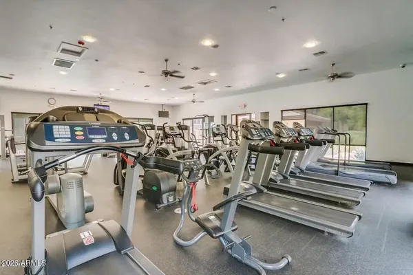 a view of a room with gym equipment