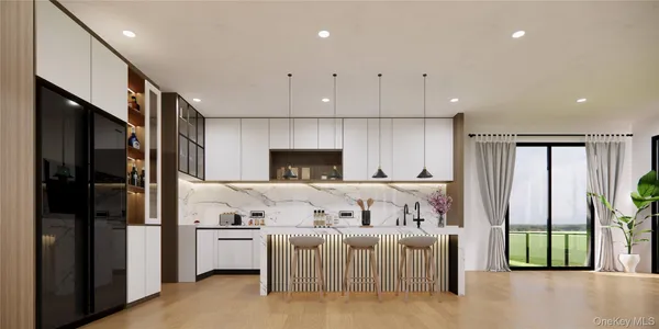 a kitchen with stainless steel appliances granite countertop a refrigerator and a sink
