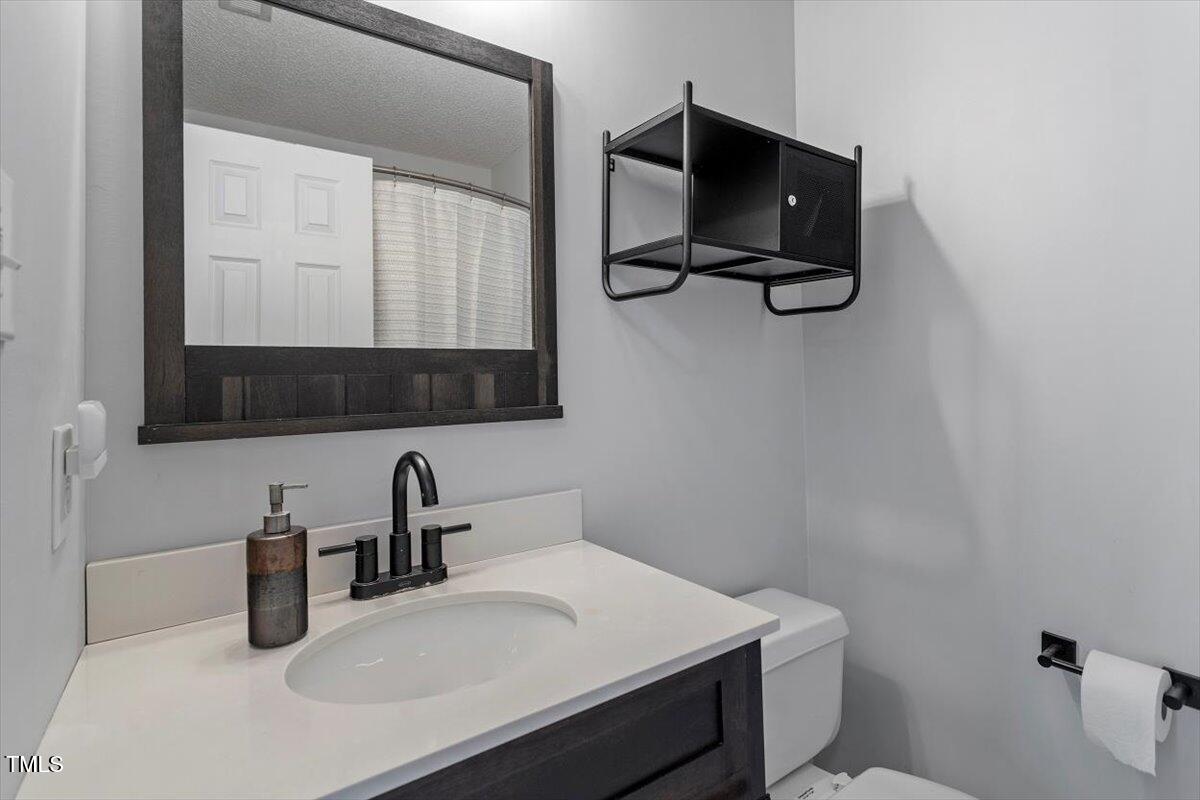 4725 Sinclair Drive Raleigh, NC 27616 - Photo 21 of 36 a bathroom with a sink a light fixture and a toilet
