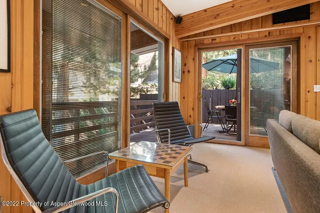 a living room with furniture