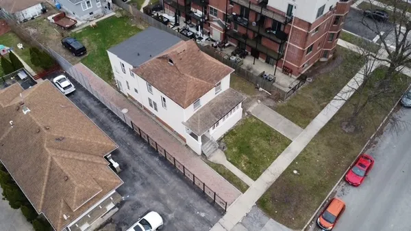 an aerial view of a house