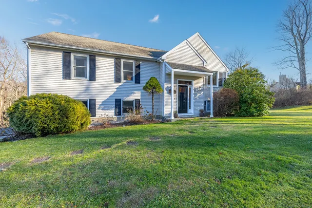 a view of a house with a backyard
