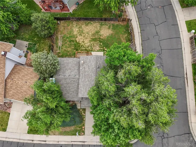 an aerial view of a house