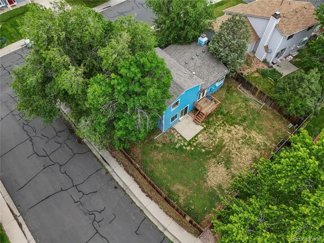 an aerial view of a house