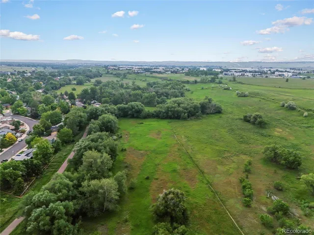 a view of a city with lush green forest