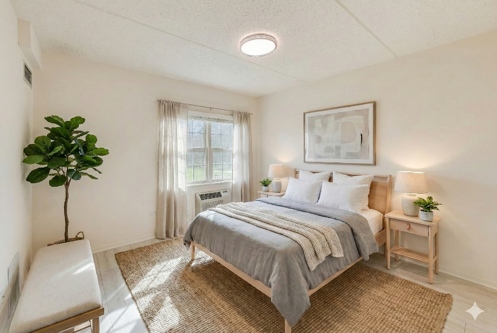 1220 Depot Street, Unit 109 Glenview, IL 60025 - Photo 13 of 35 a bedroom with a bed and a potted plant