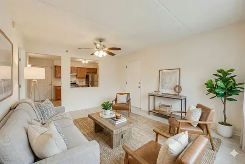 a living room with furniture