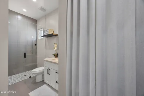 a bathroom with a toilet a sink and a large mirror