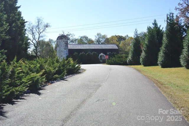 a view of a street with a trees