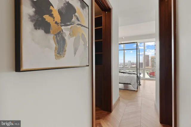 a view of a bathroom with a glass door