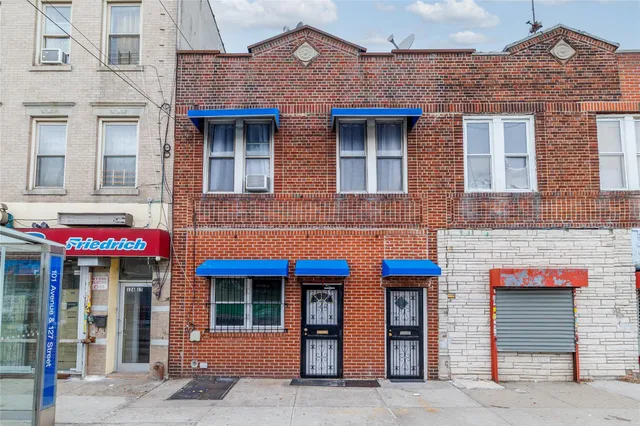 a front view of a multi story building