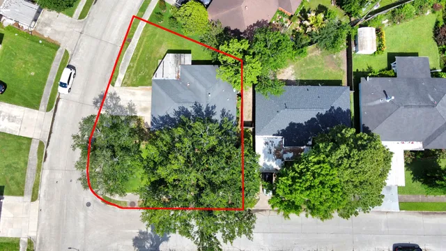 an aerial view of a house