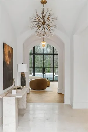 a view of a hallway view with staircase