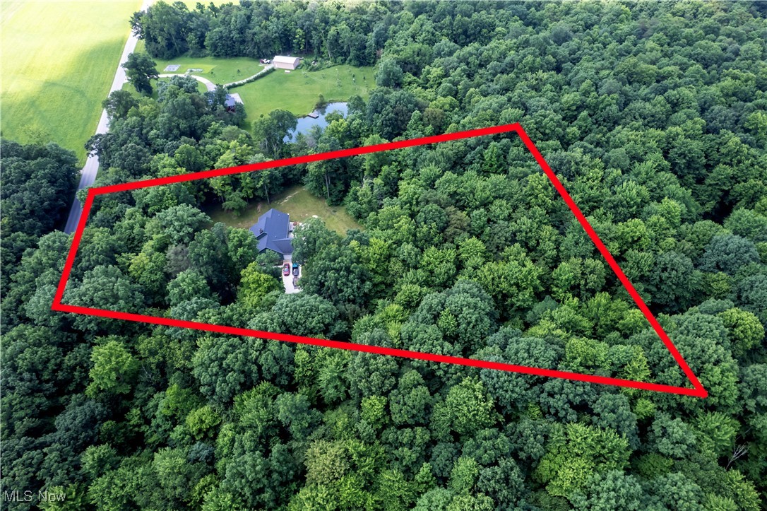 8249 Town Line Road Shiloh, OH 44878 - Photo 32 of 34 Aerial view of sparsely populated area with a forest and property boundaries highlighted